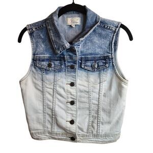 Chiqle Ombre Dip Dye Cotton Denim Vest Size Medium